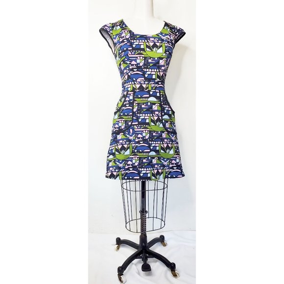 NOOWORKS Womens Skyway Print Cotton Stretch Dress M - Picture 9 of 13